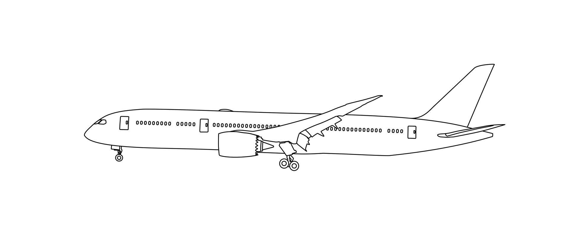 Outline of a commercial aircraft
